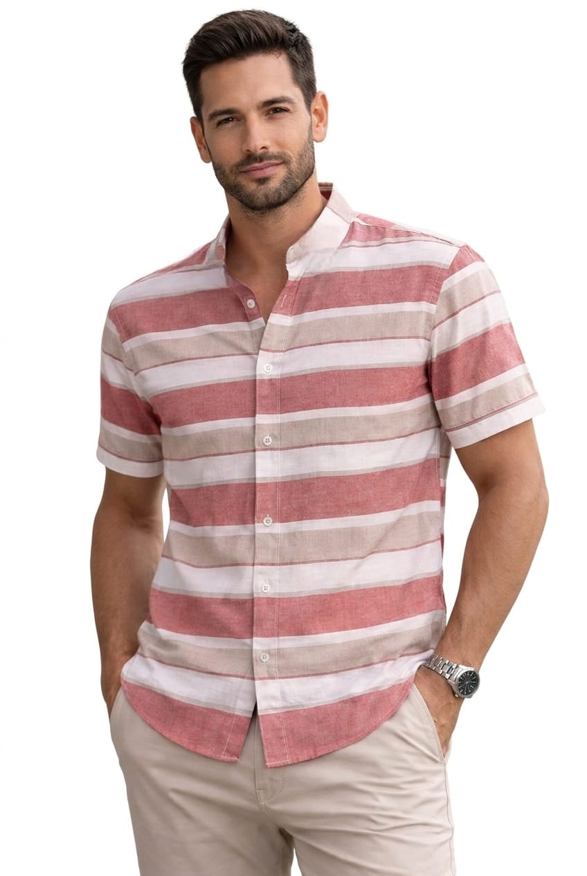 Camisa Cuello Mao Manga Corta