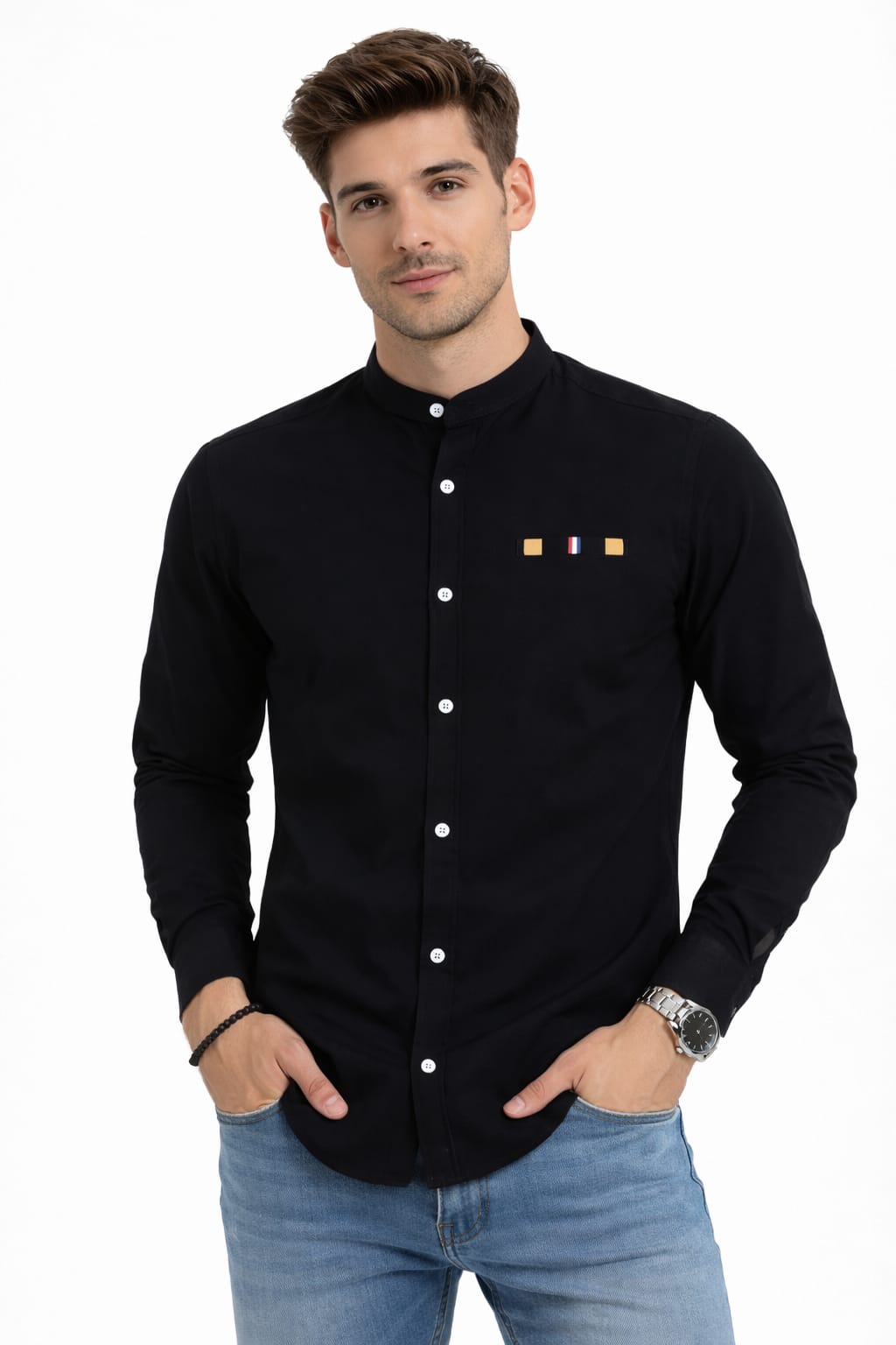 Camisa Cuello Mao Manga Larga