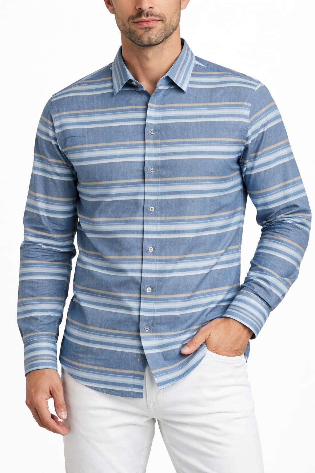 Camisa Manga Larga Con Lineas