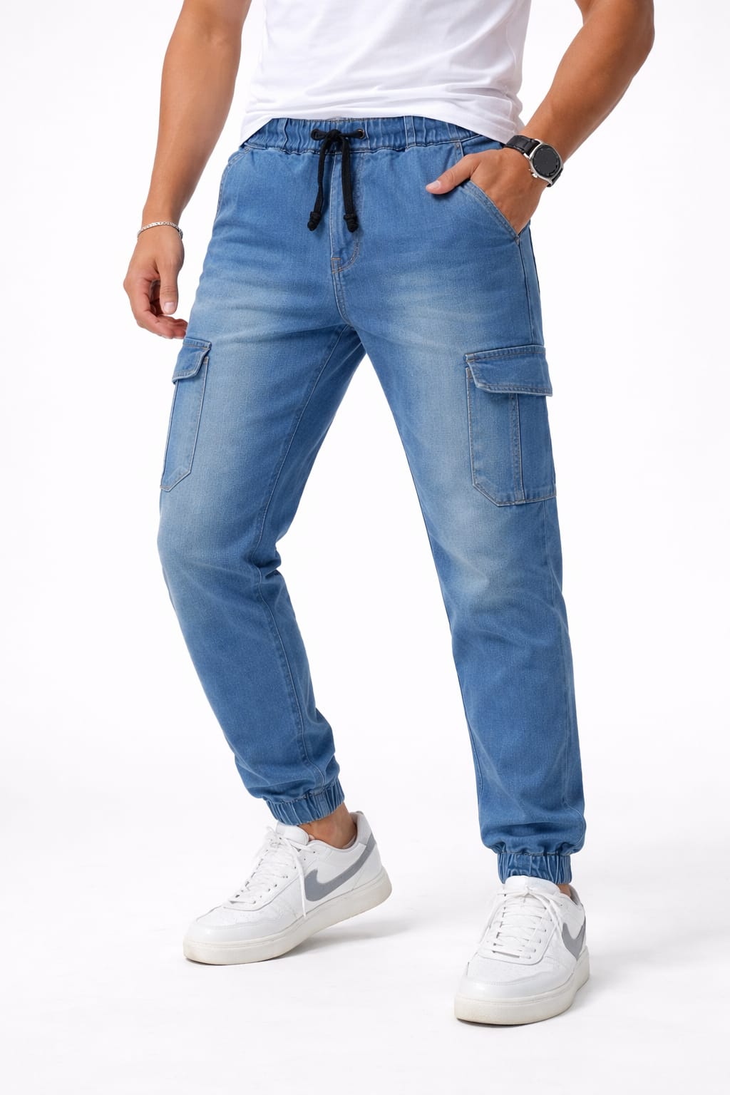 Pantalón de Mezclilla Tipo Jogger cargo