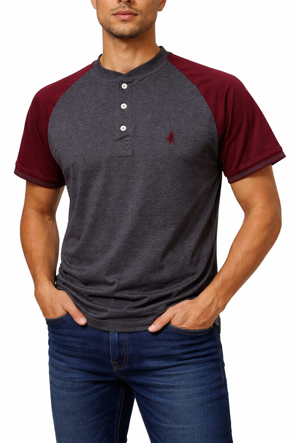 Playera De Cuello Mao Manga corta