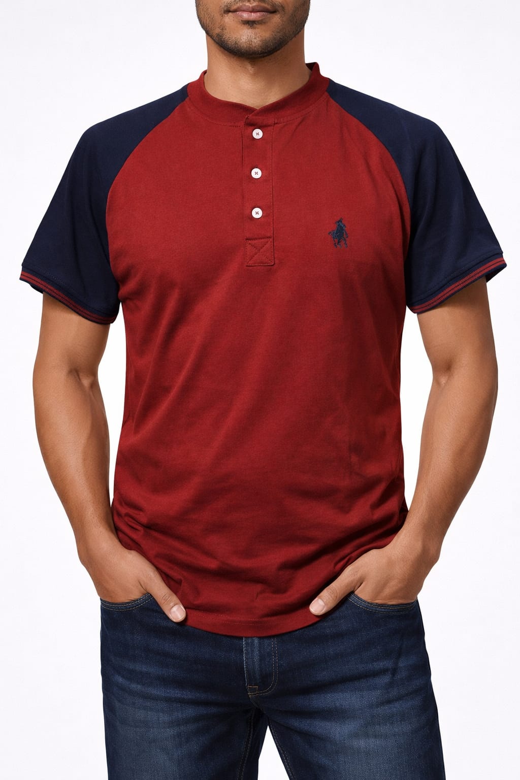 Playera de Cuello Mao Manga Corta