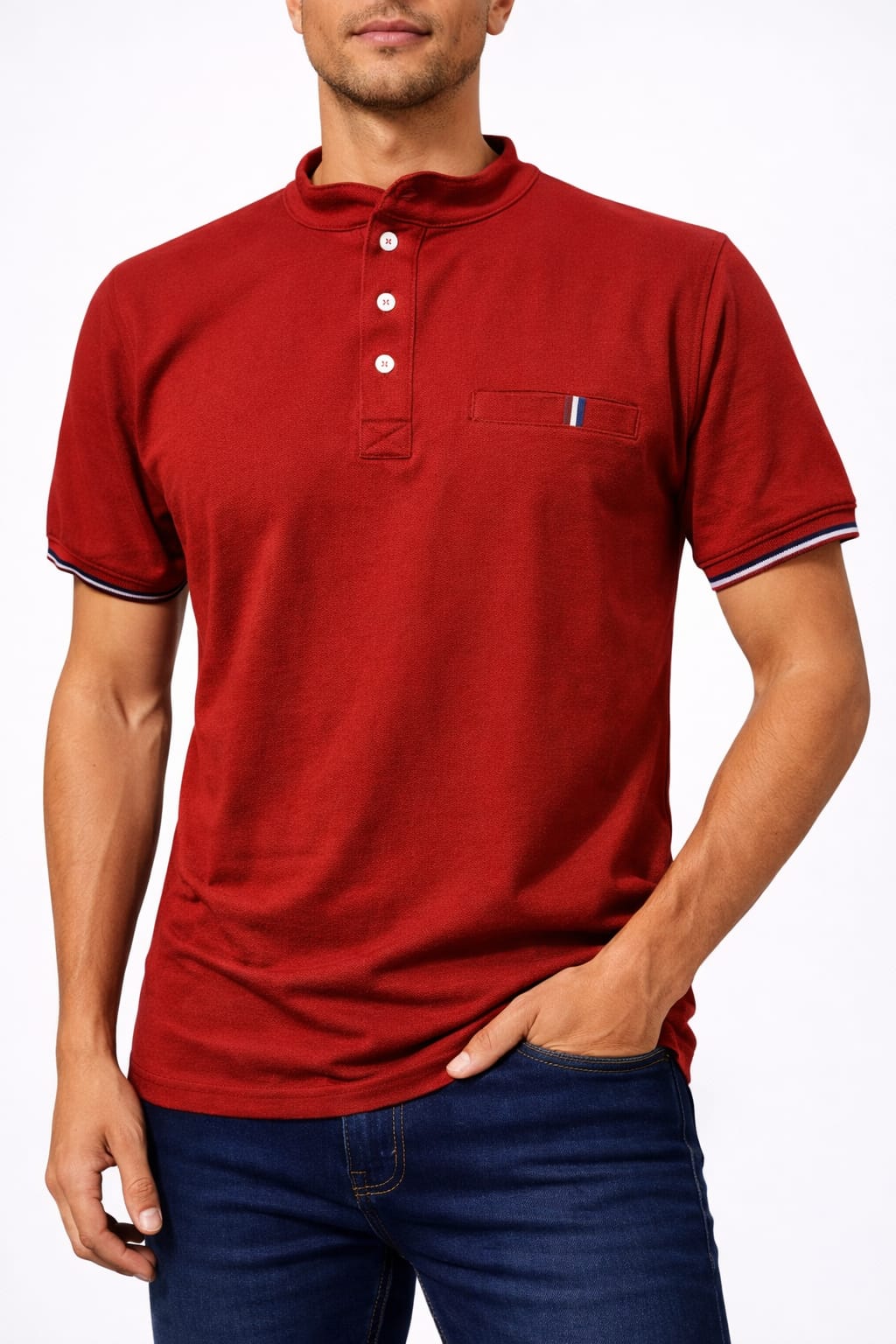 Playera Cuello Mao manga corta