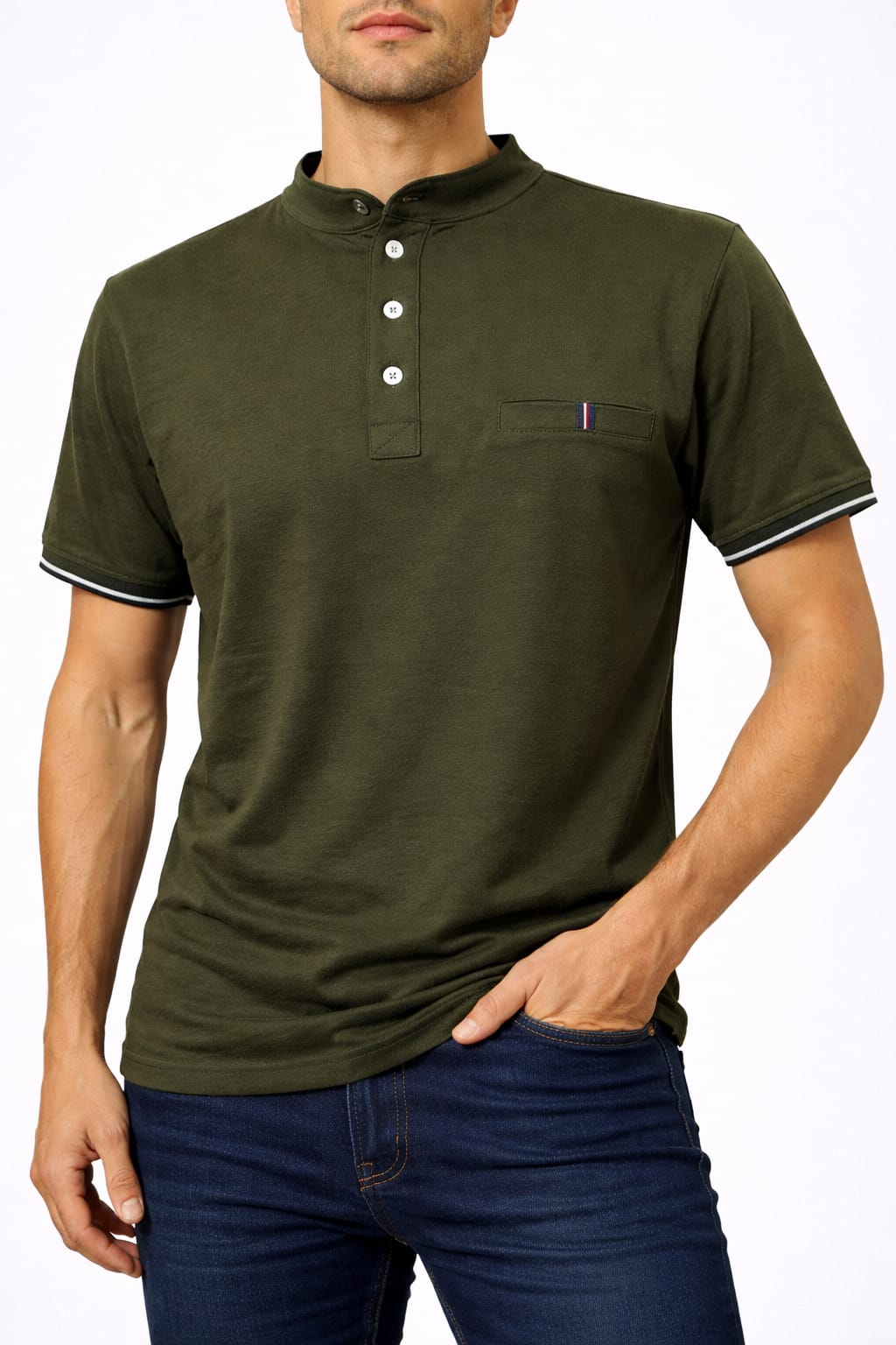 Playera cuello Mao Manga Corta