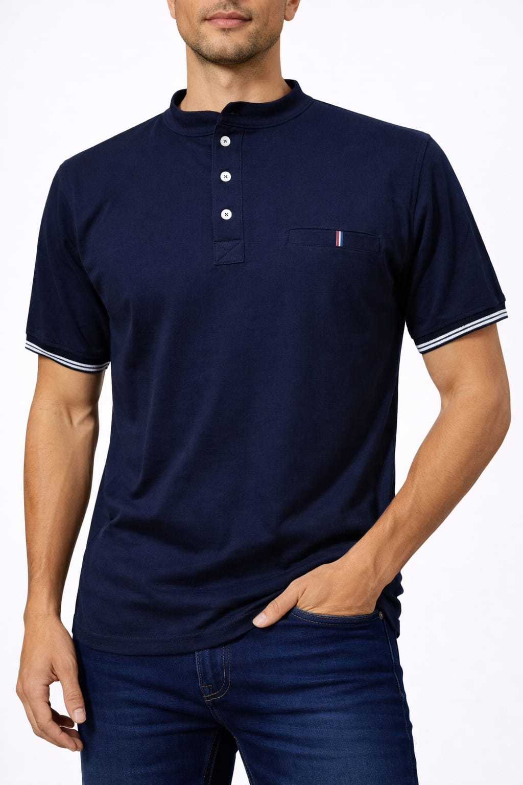 Playera Cuello Mao manga corta