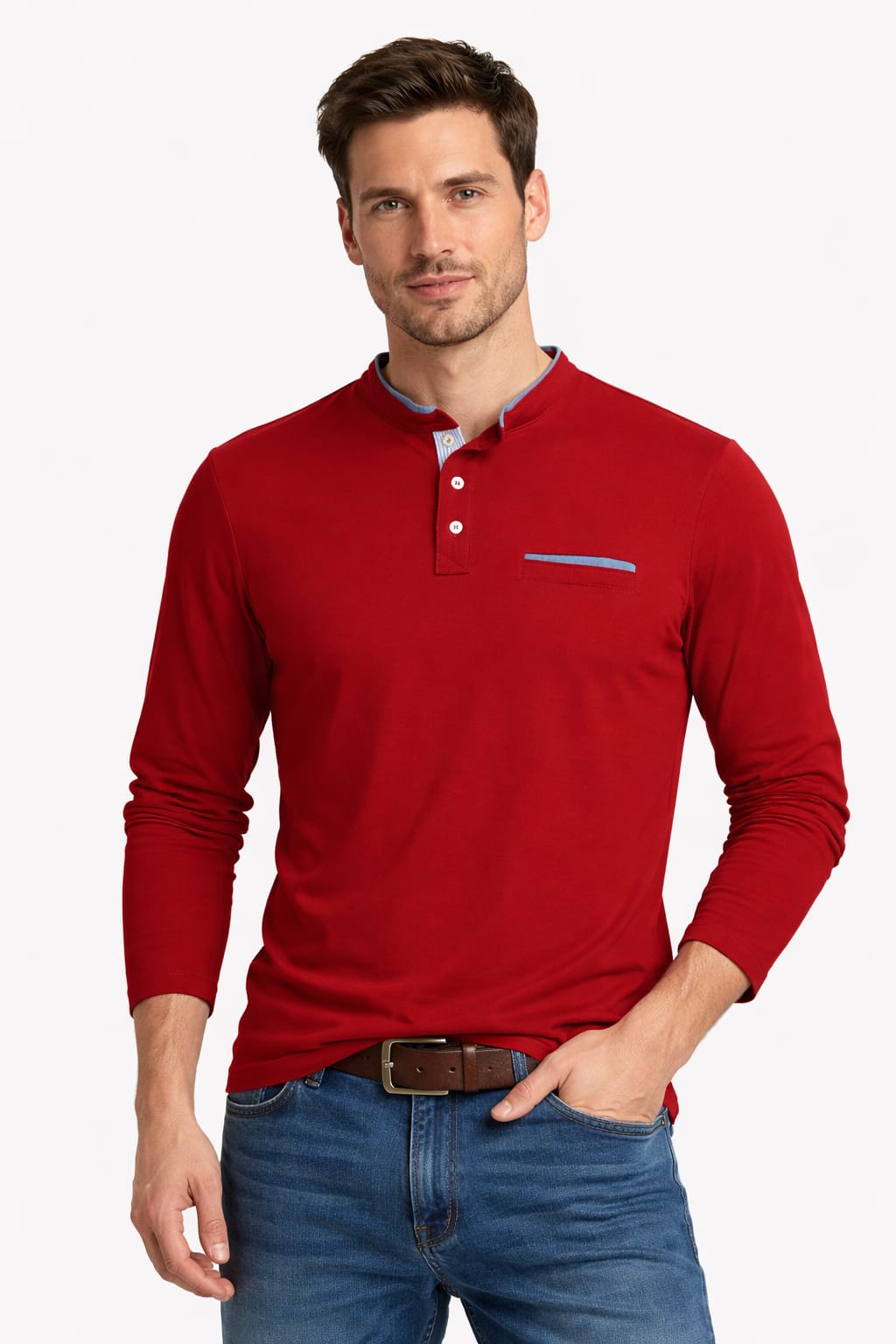 Playera de Cuello Mao Manga larga