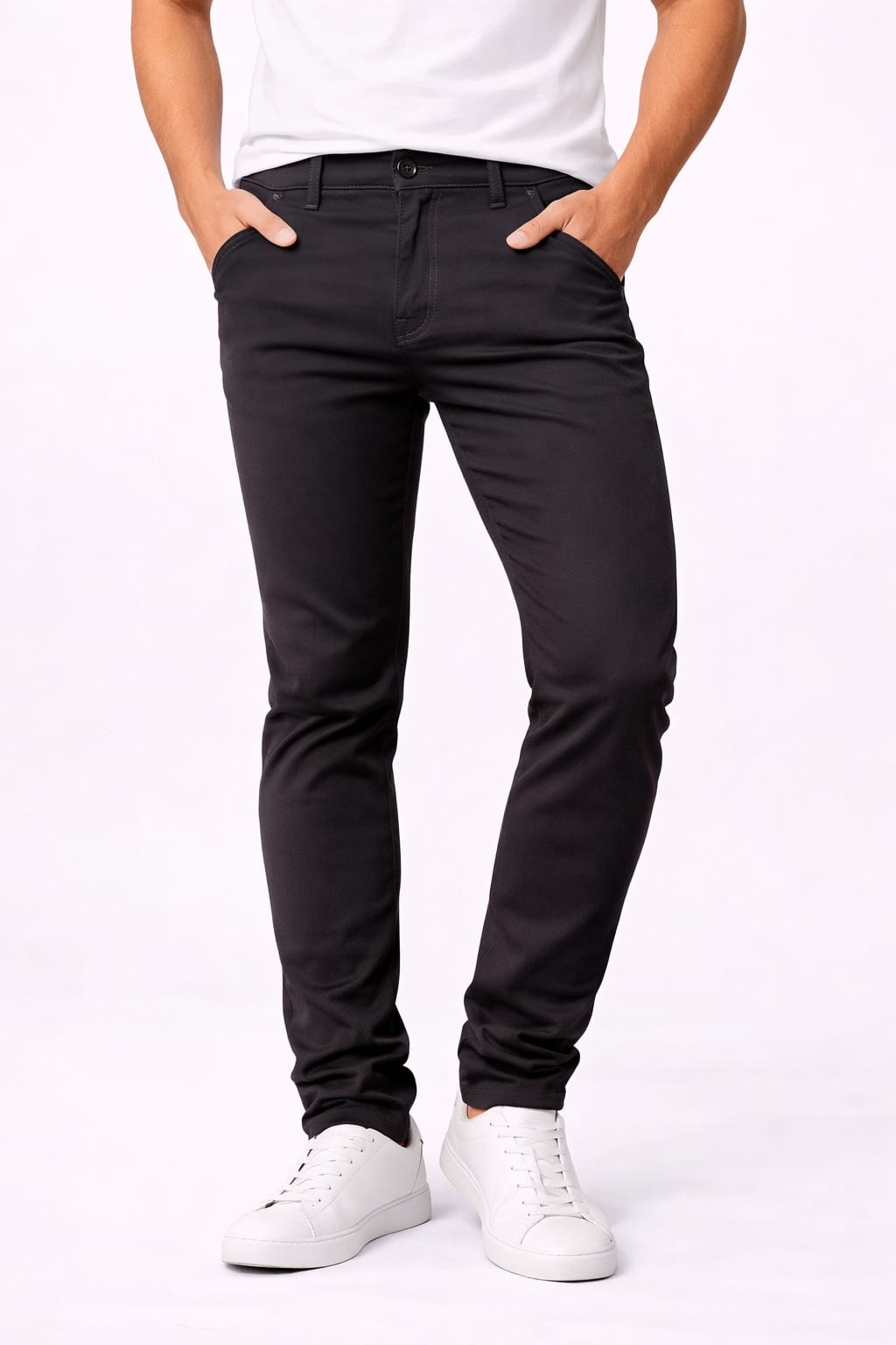 Pantalón De Gabardina entubado Gris