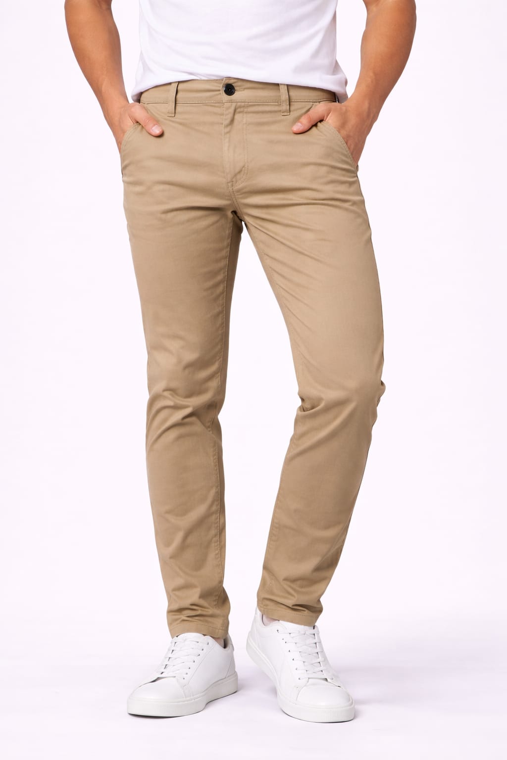 Pantalón De Gabardina Beige Entubado