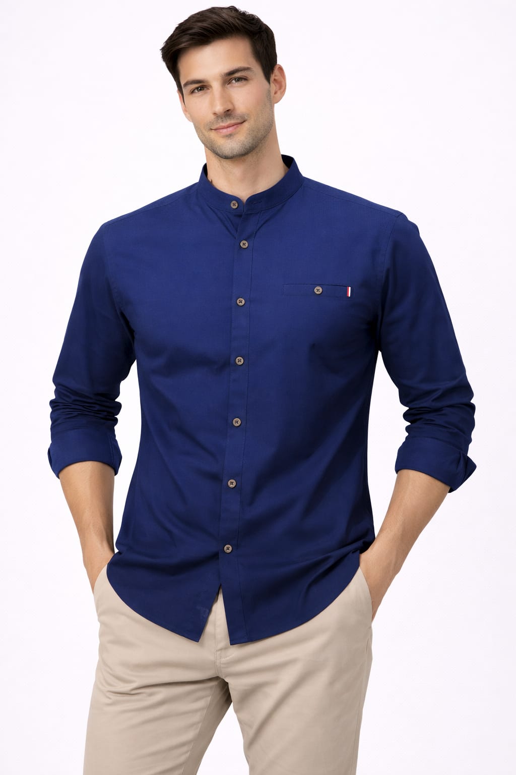 Camisa Cuello Mao Manga Larga