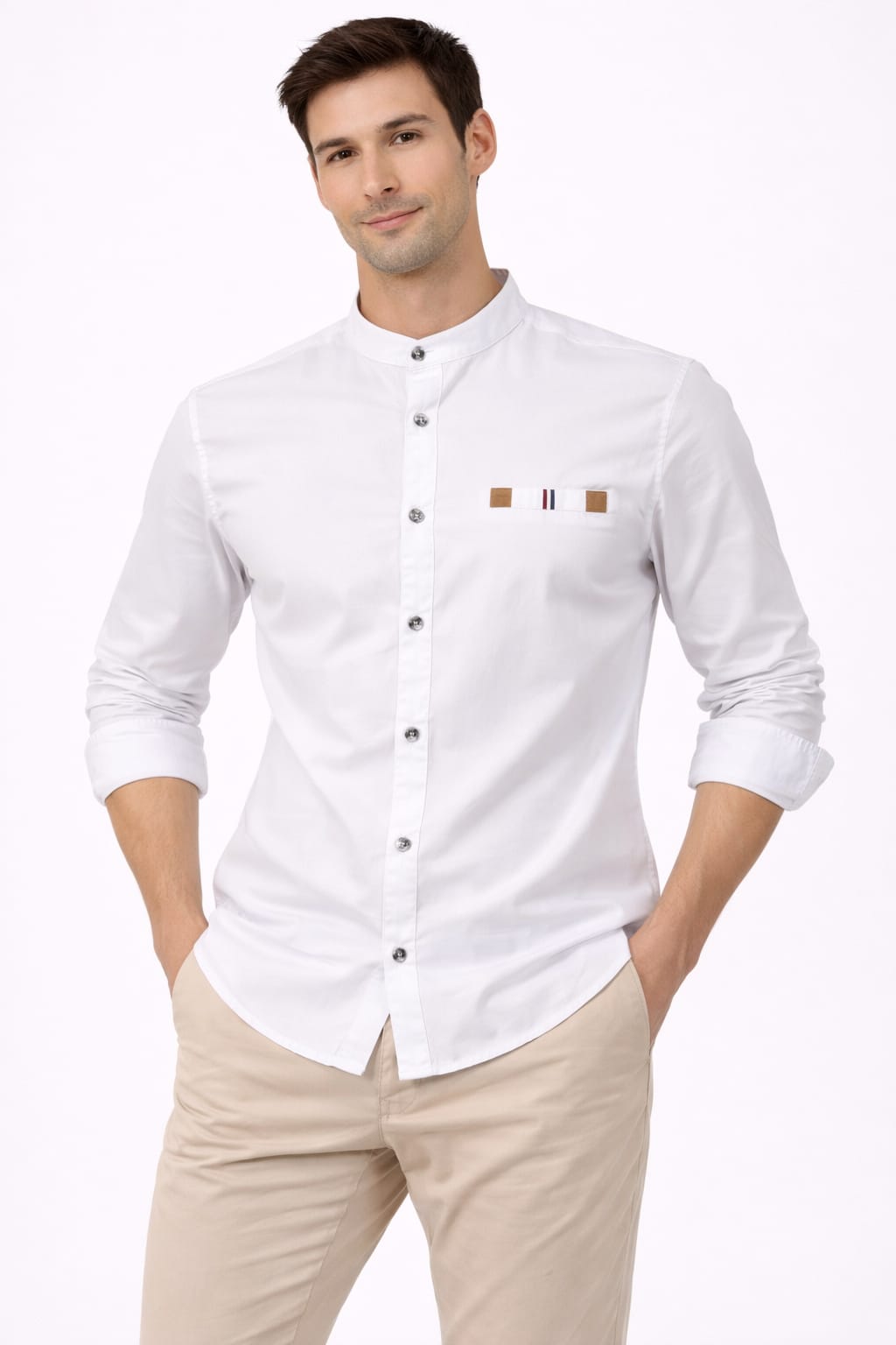 Camisa Cuello Mao Manga Larga