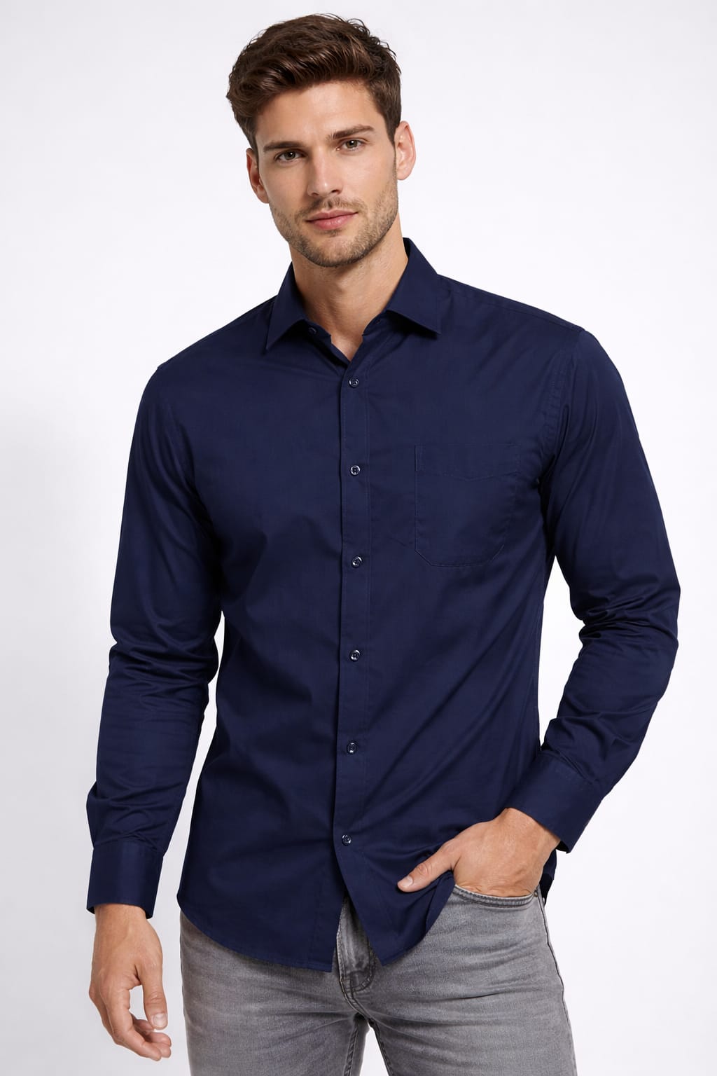 Camisa Cuello Frances Manga Larga