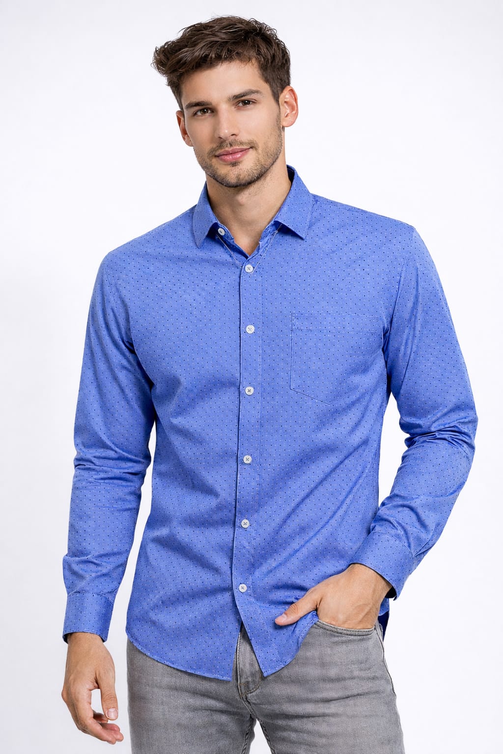 Camisa Cuello Frances Azul