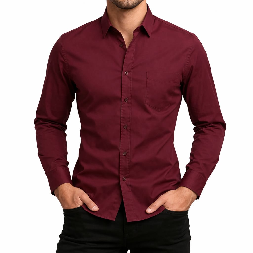 Camisa Cuello Frances Color Vino