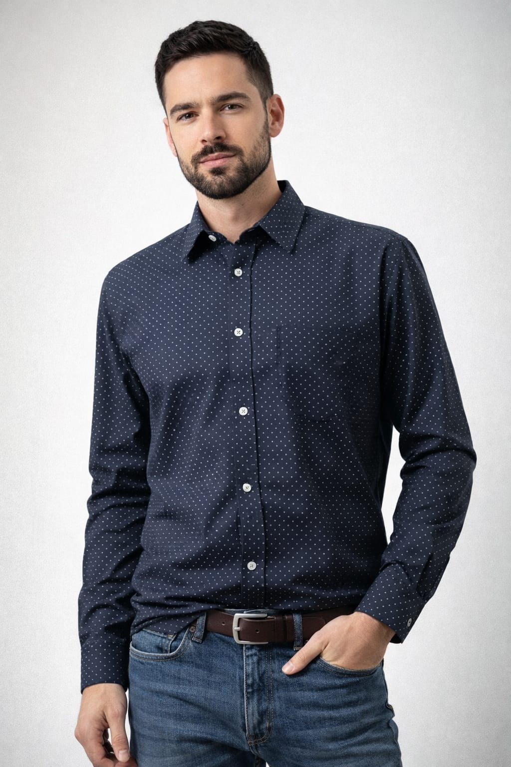 Camisa Cuello Frances Azul