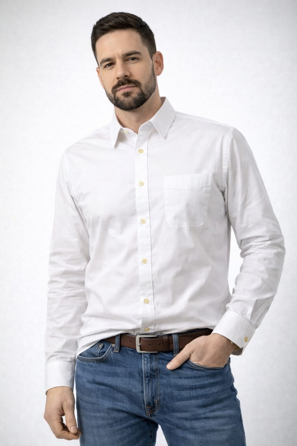 Camisa Cuello Frances color Blanco