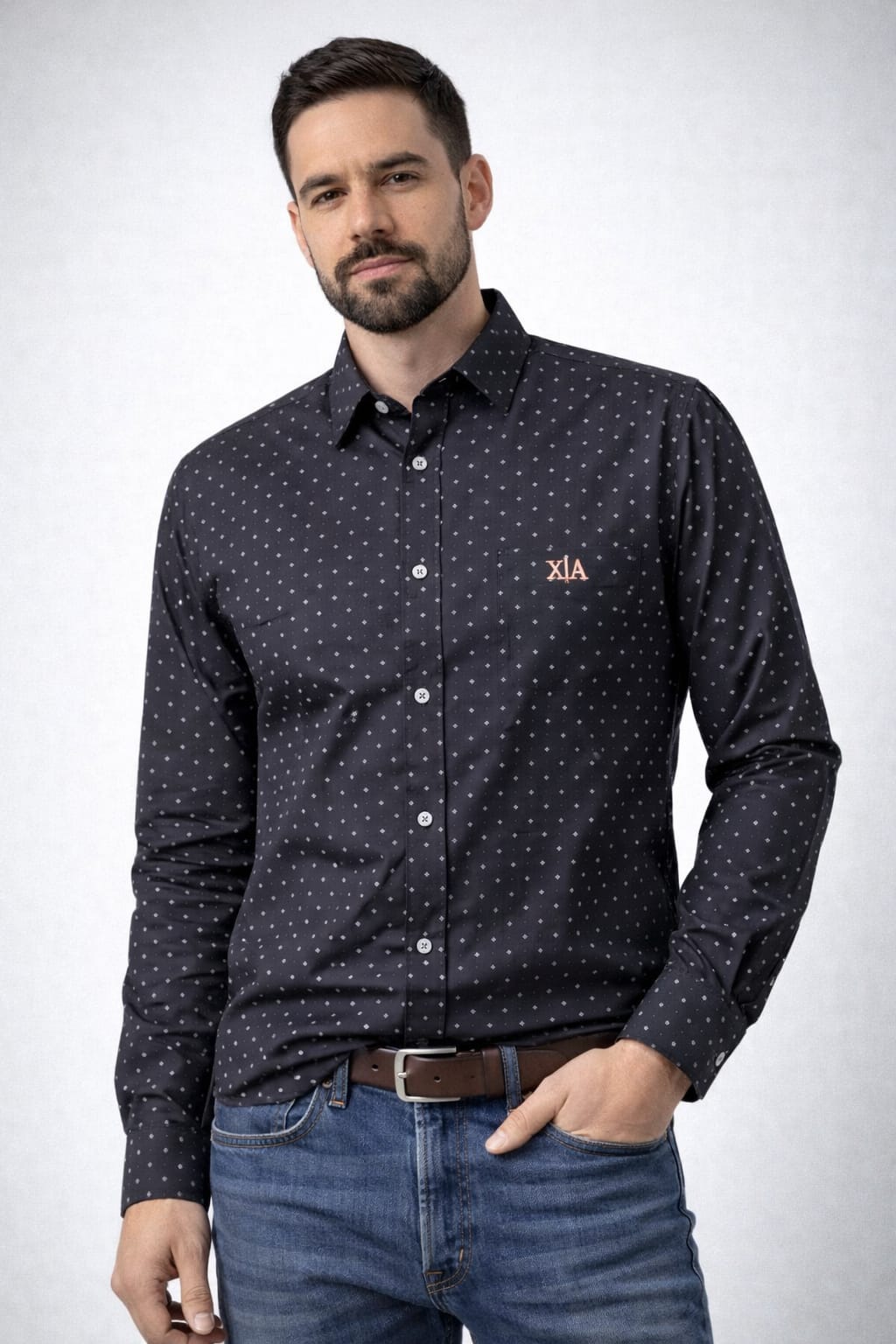 Camisa Cuello Frances Color Negro