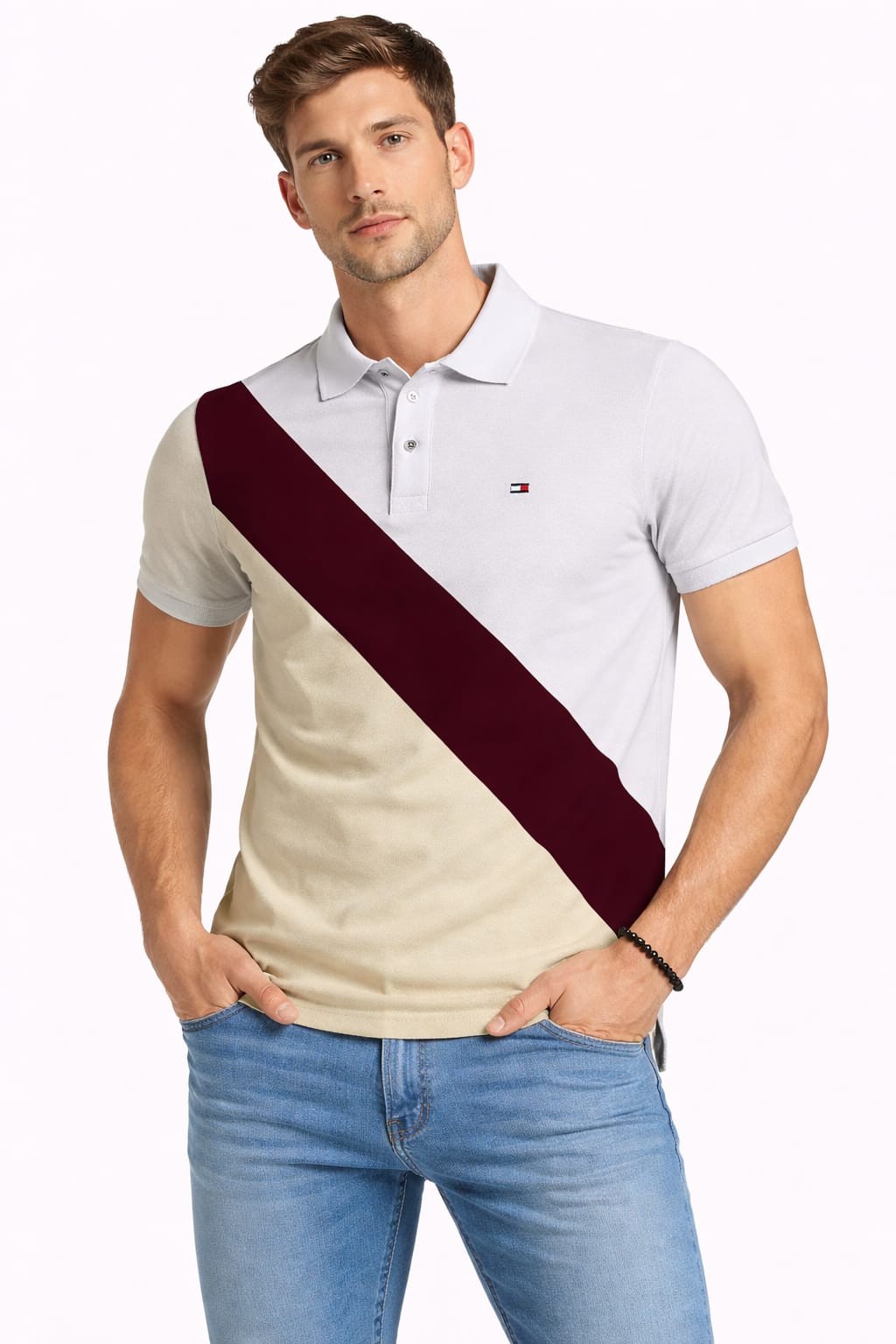 Playera Tipo Polo Con Franjas