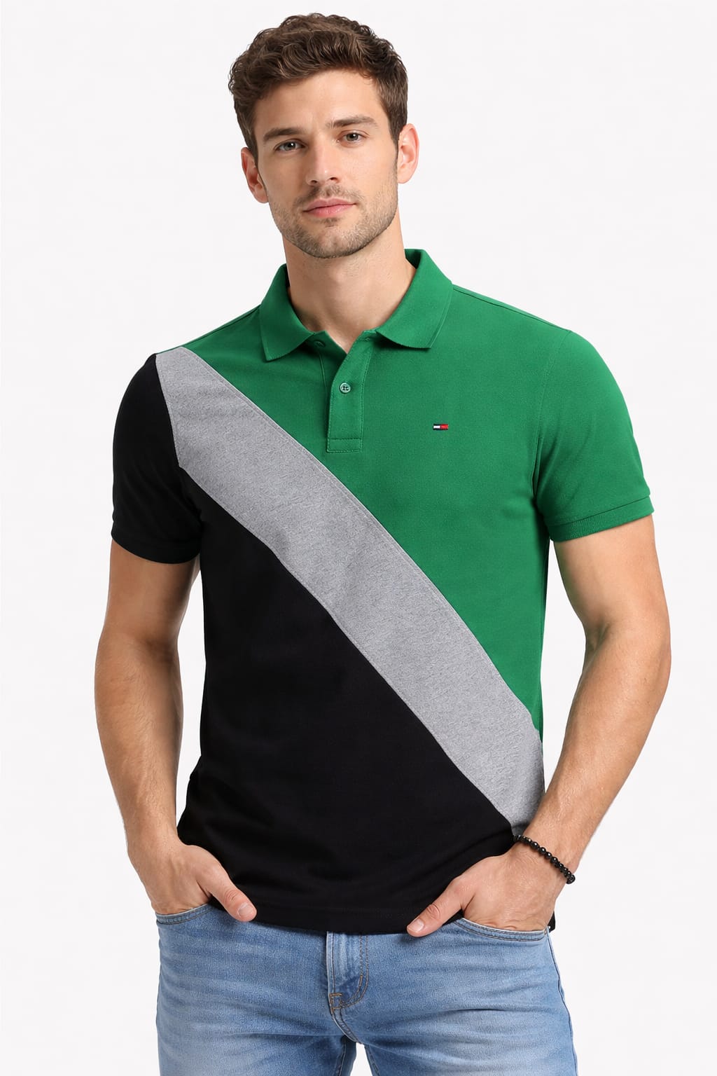 Playera Tipo Polo Con Franjas