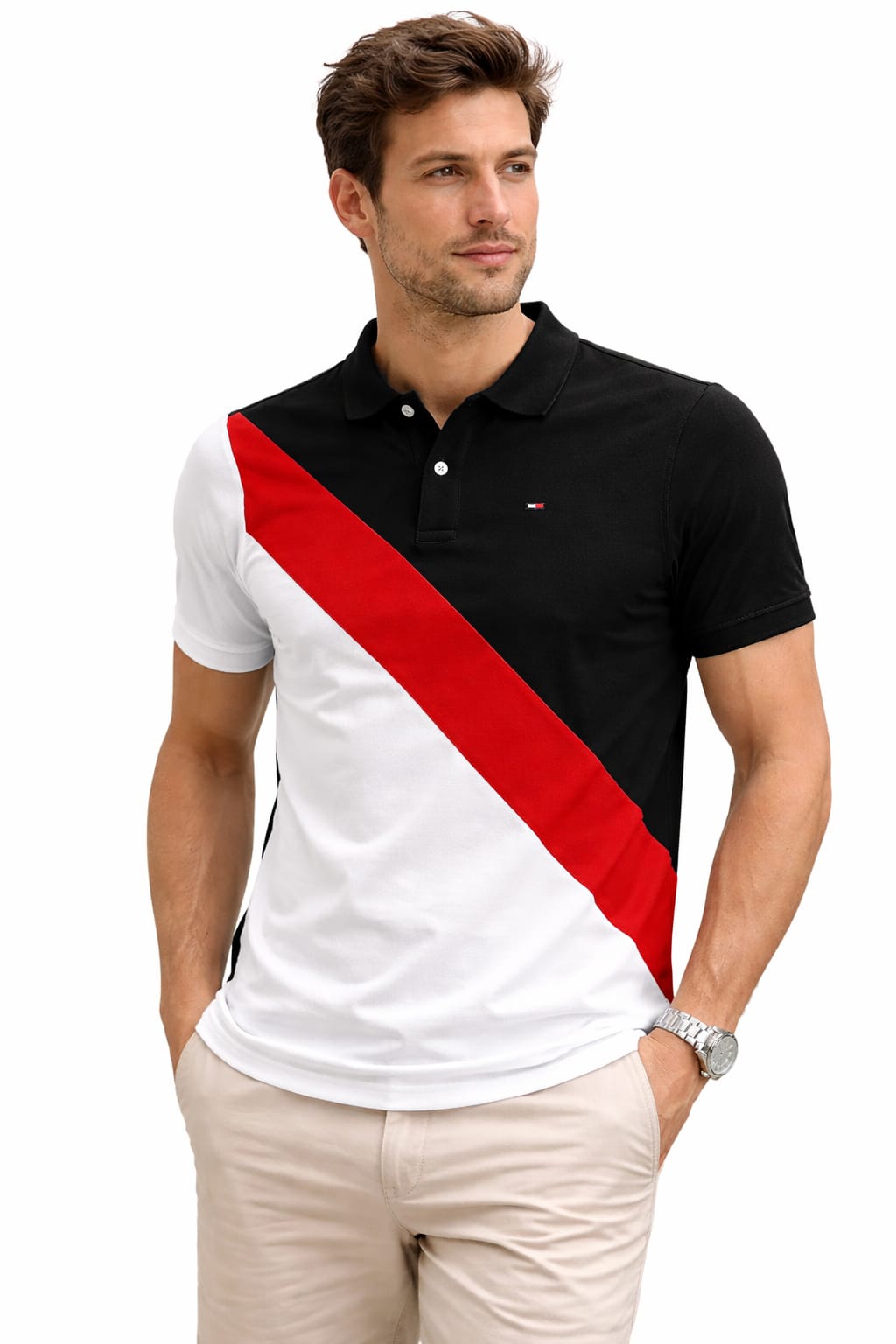Playera Tipo Polo Con Franjas