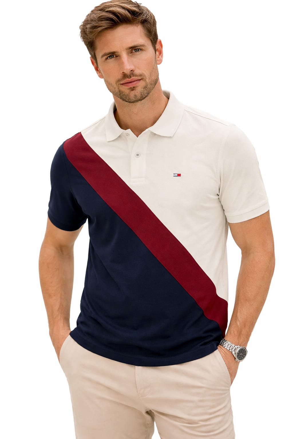 Playera Tipo Polo Con Franjas