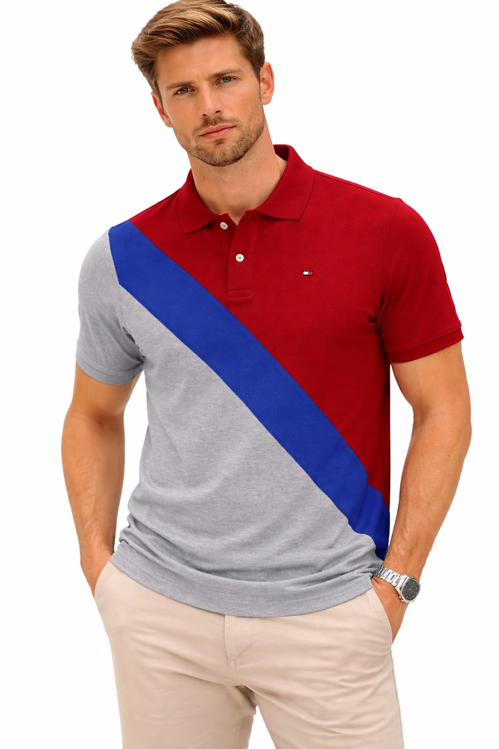 Playera Tipo Polo Con Franjas