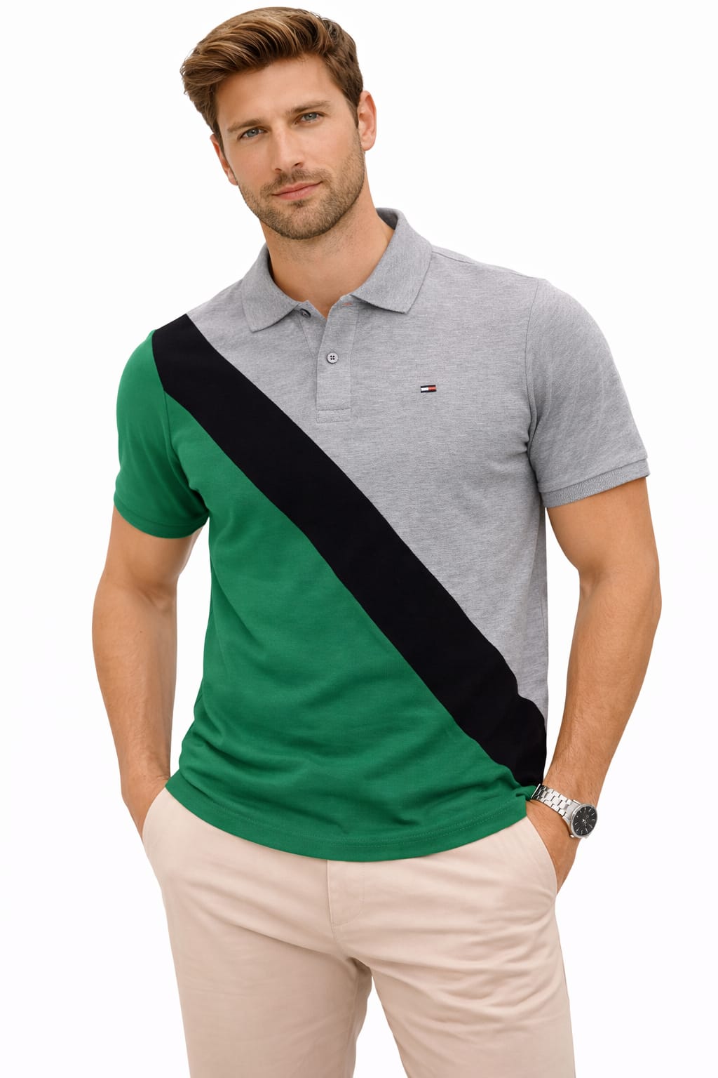 Playera Tipo Polo Con Franjas