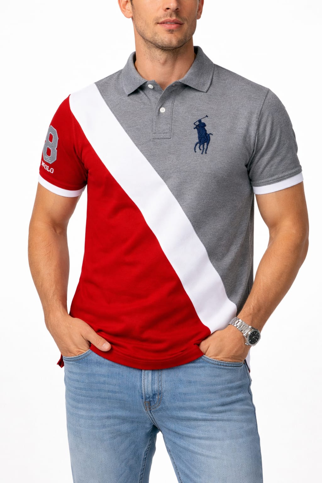 Playera Tipo Polo Con Franjas