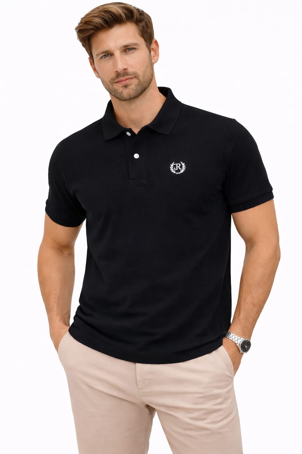 Playera Tipo Polo Color Negro