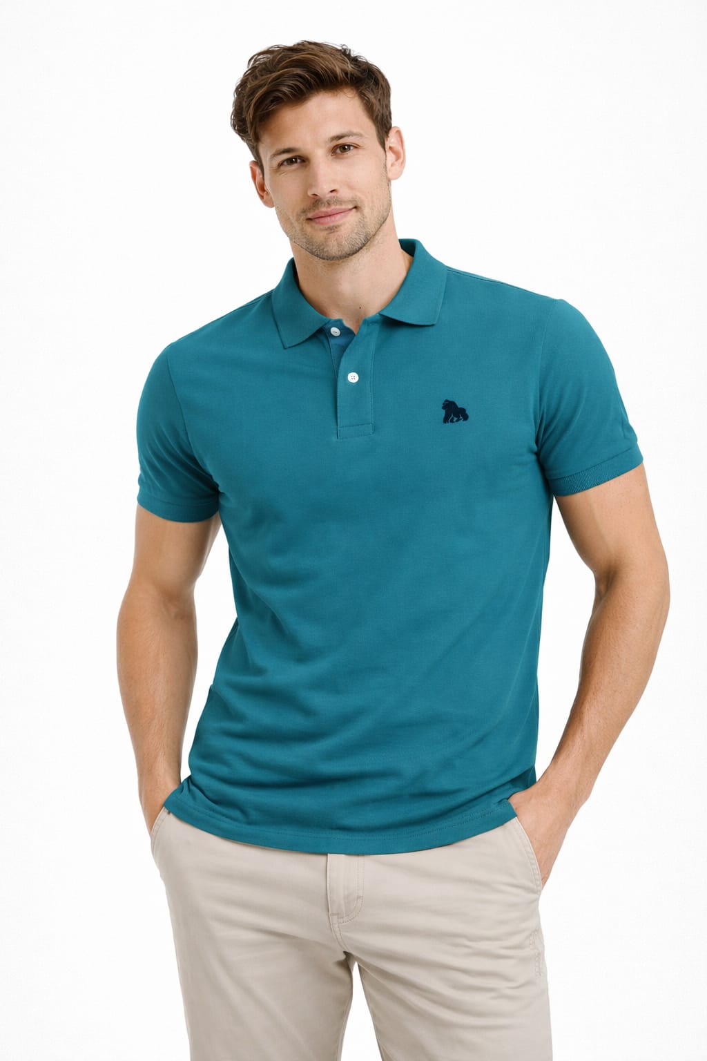 Playera Tipo Polo Color Aqua