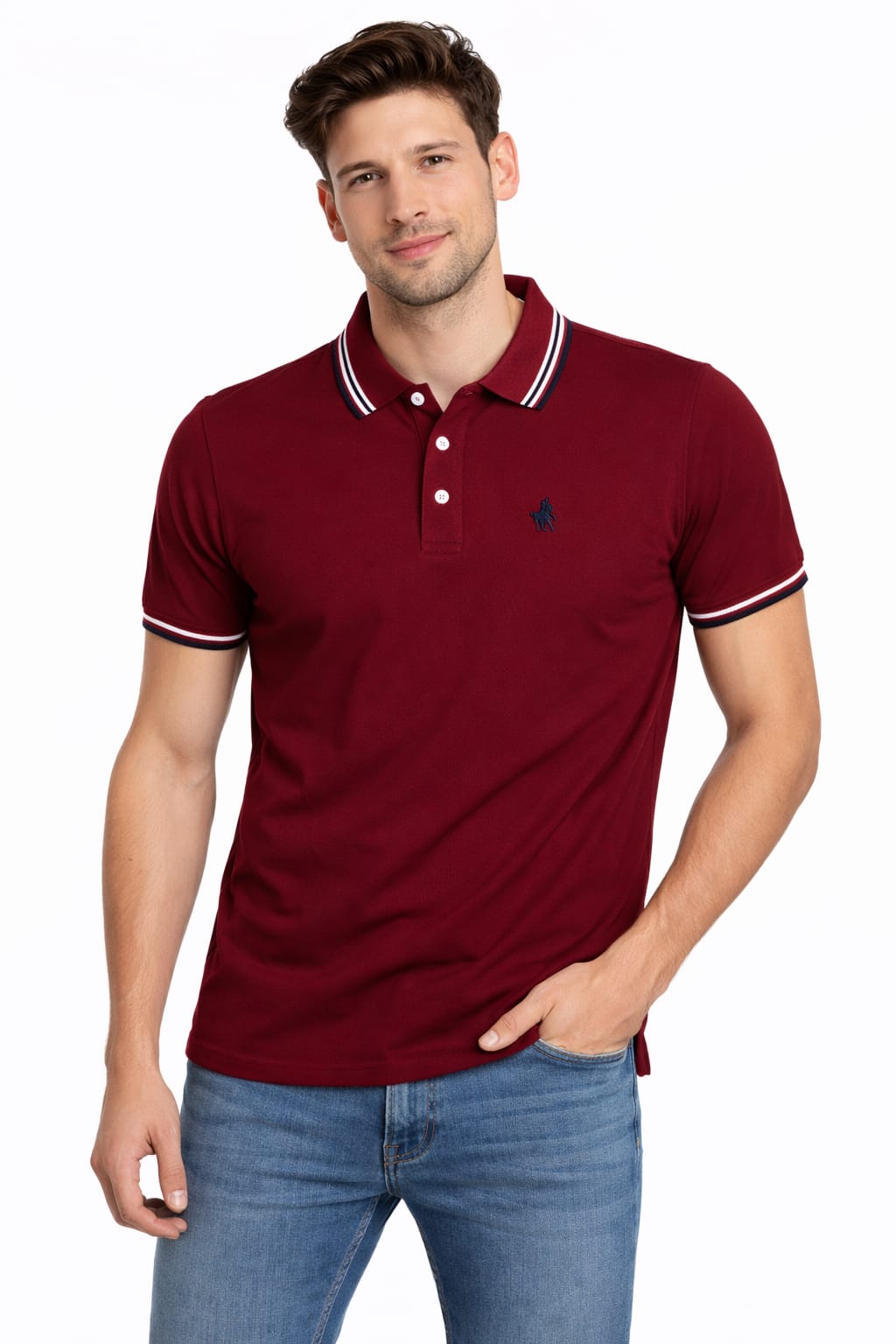 Playera Tipo Polo Color Guinda