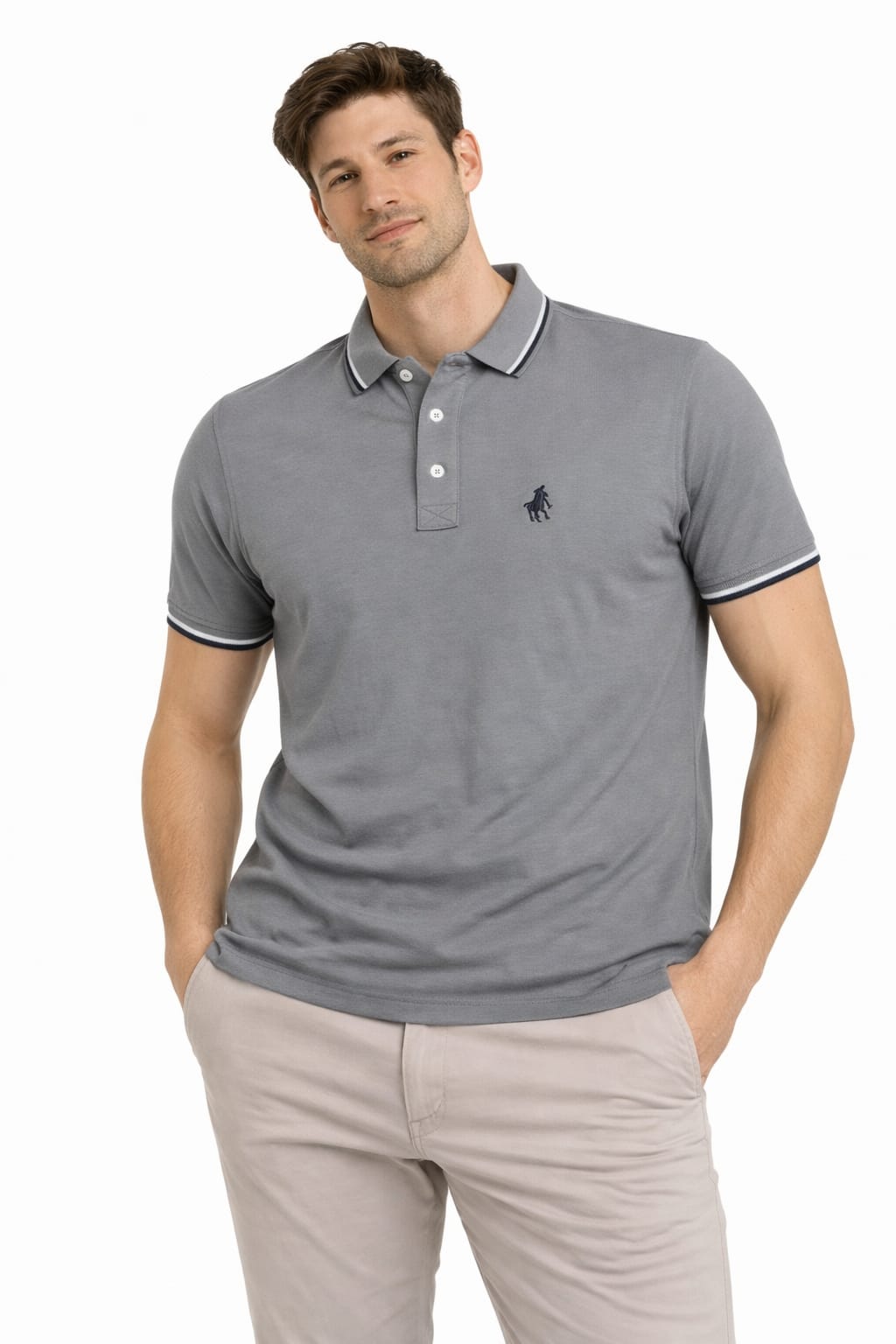 Playera Tipo Polo Color Gris