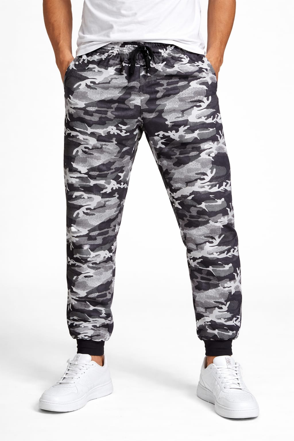 Pants Con Estampado Militar Blanco/Negro