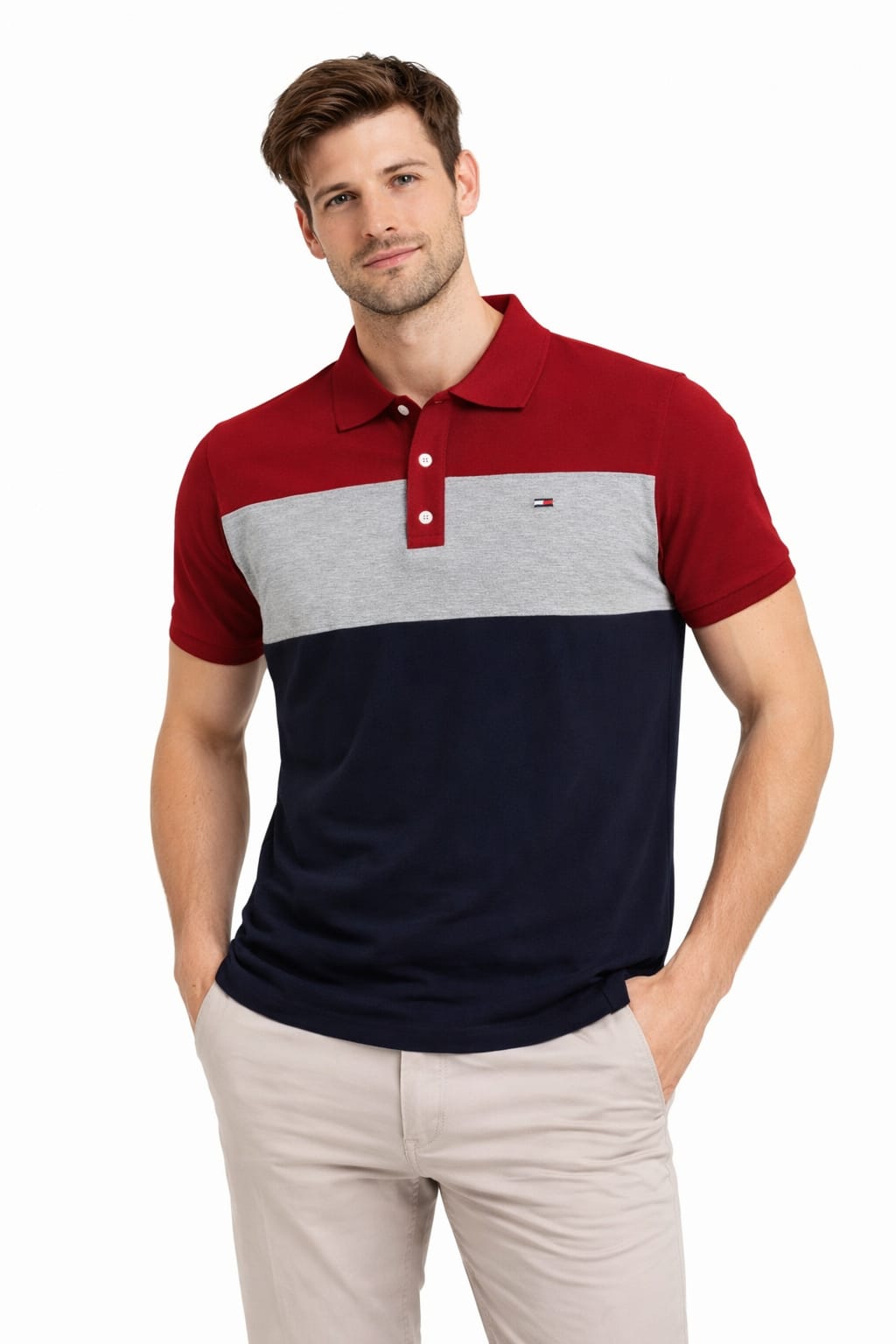 Playera Tipo Polo Tres Colores