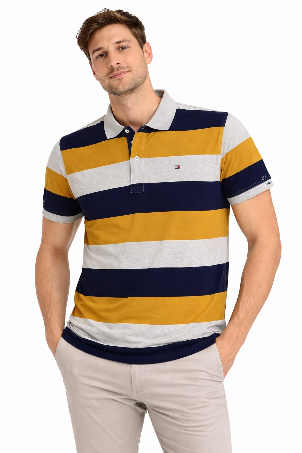 Playera Tipo Polo Con Franjas