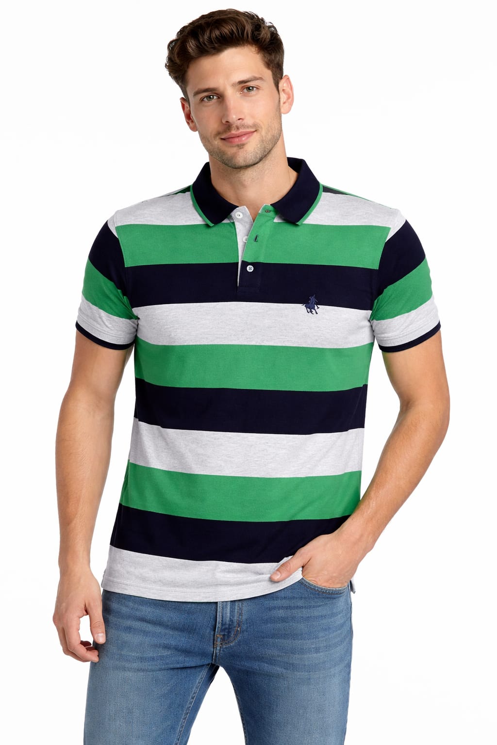Playera Tipo Polo Con Franjas