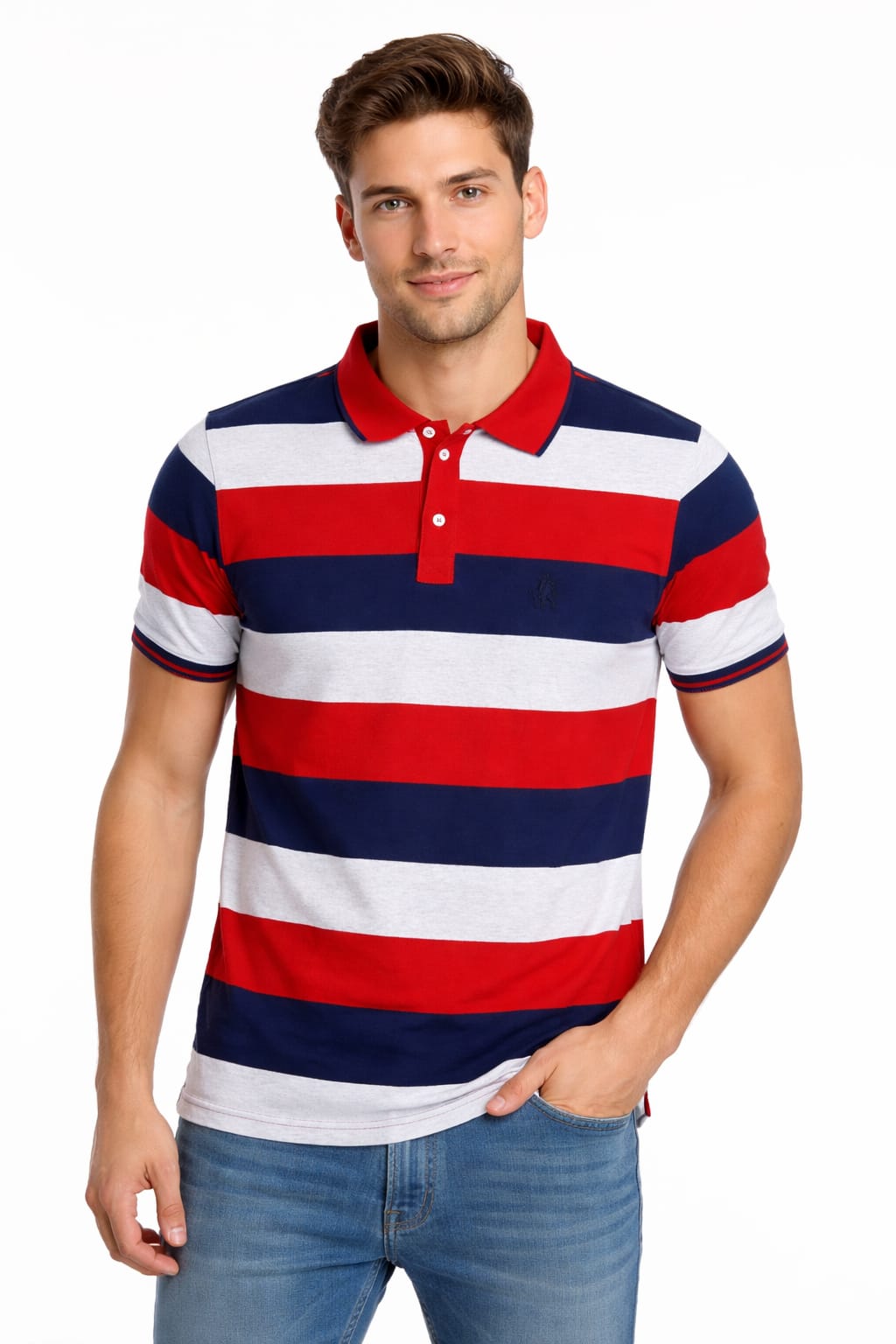 Playera Tipo Polo Con Franjas