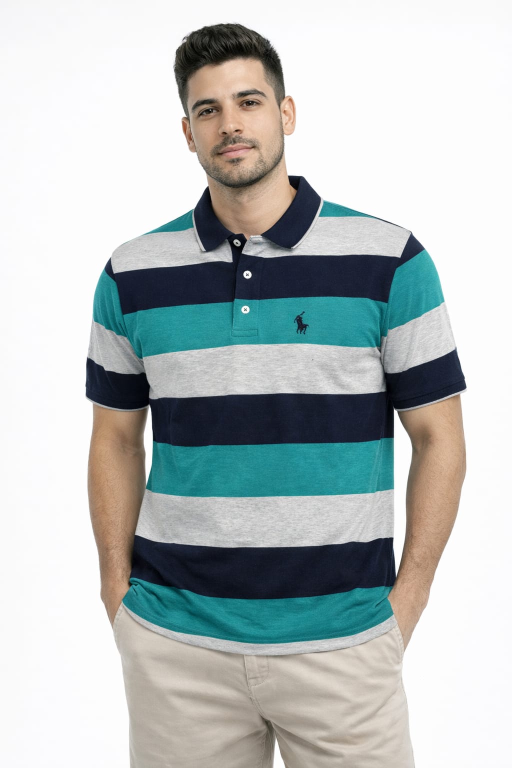 Playera Tipo Polo Con Franjas