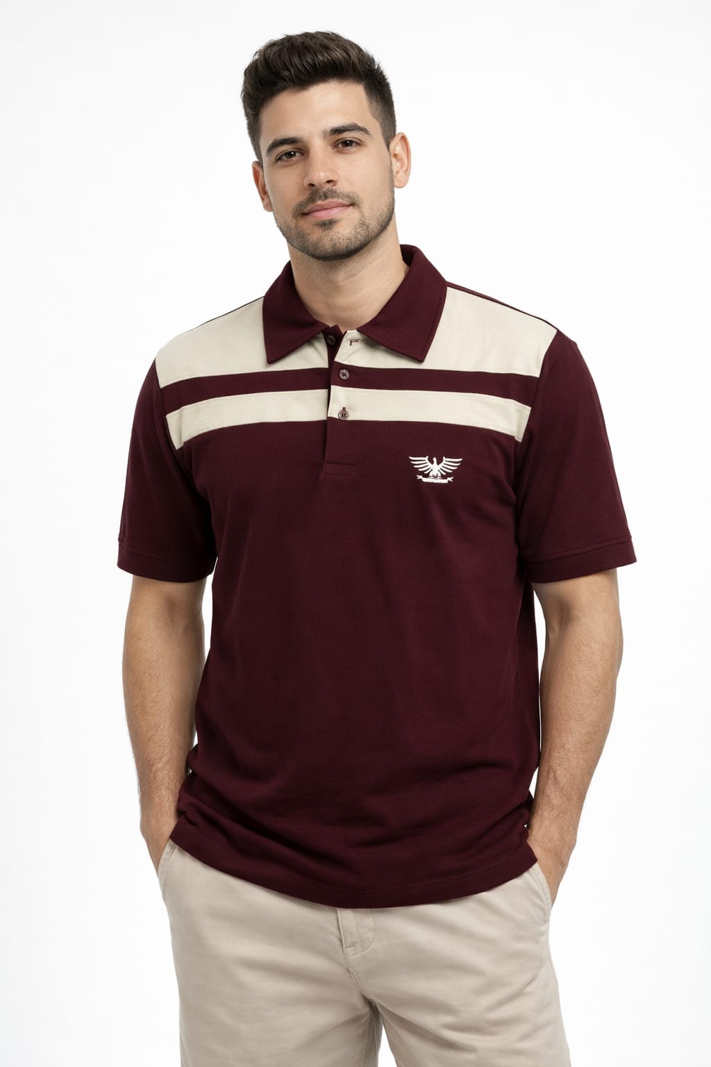 Playera Tipo Polo Color Guinda