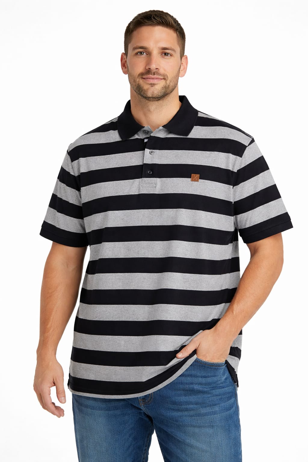 Playera Tipo Polo Con Franjas