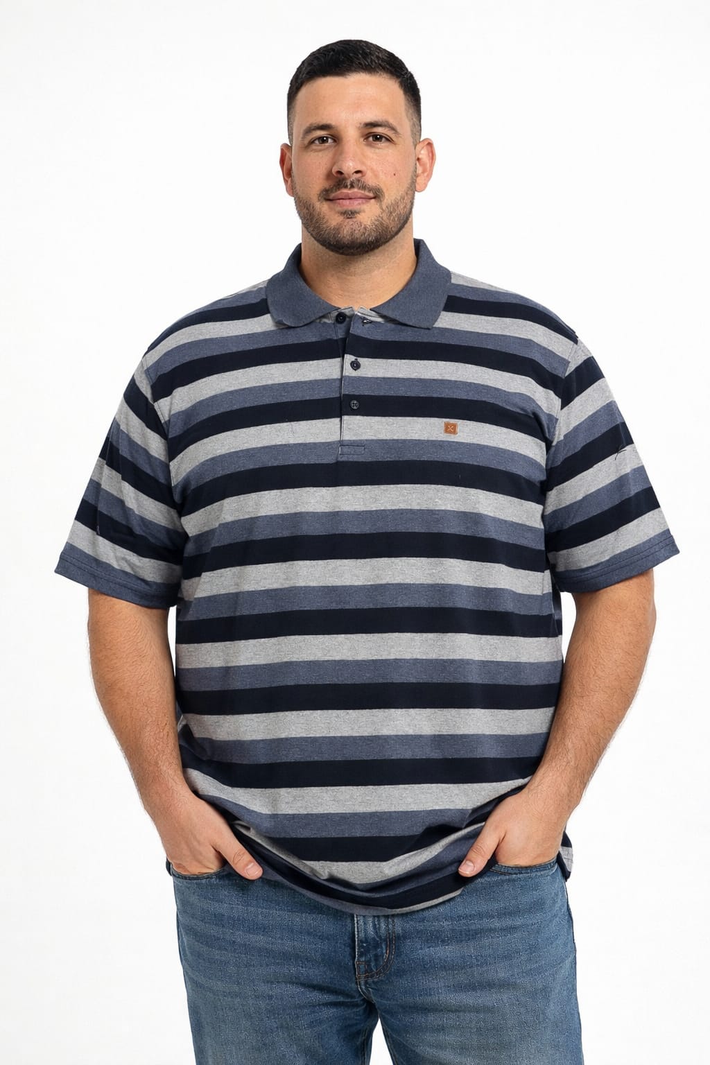 Playera Tipo Polo Con Franjas