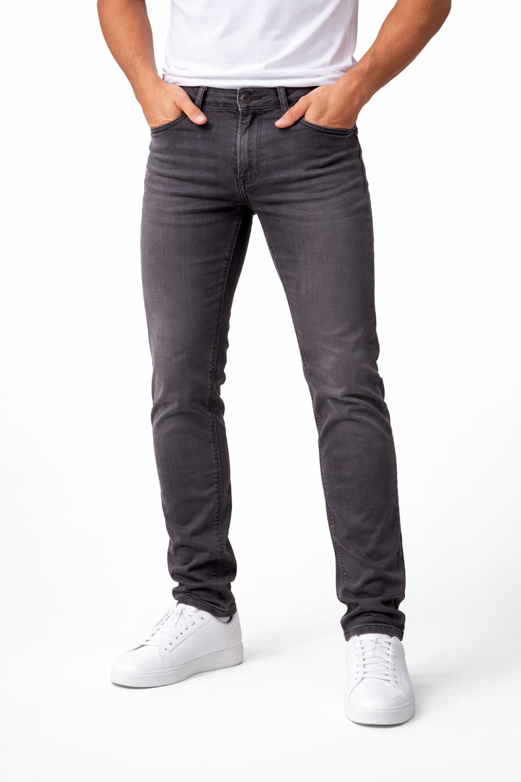 Pantalón De Mezclilla Entubado Color Gris Oscuro