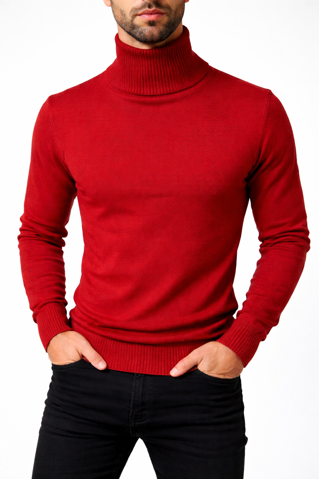 Suéter Cuello de Tortuga Color Rojo