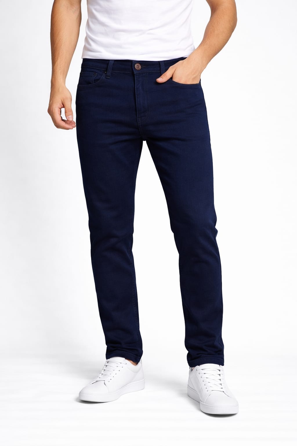 Pantalón De Mezclilla Entubado Color Azul Oscuro