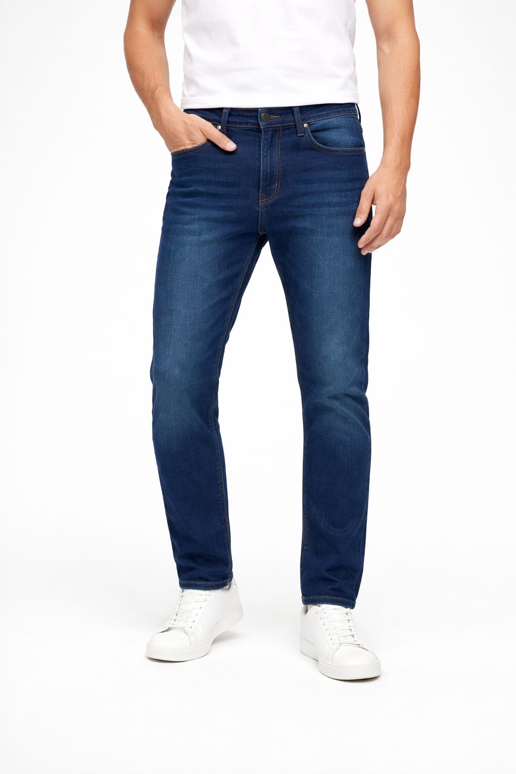 Pantalón De Mezclilla Entubado Color Azul Liso