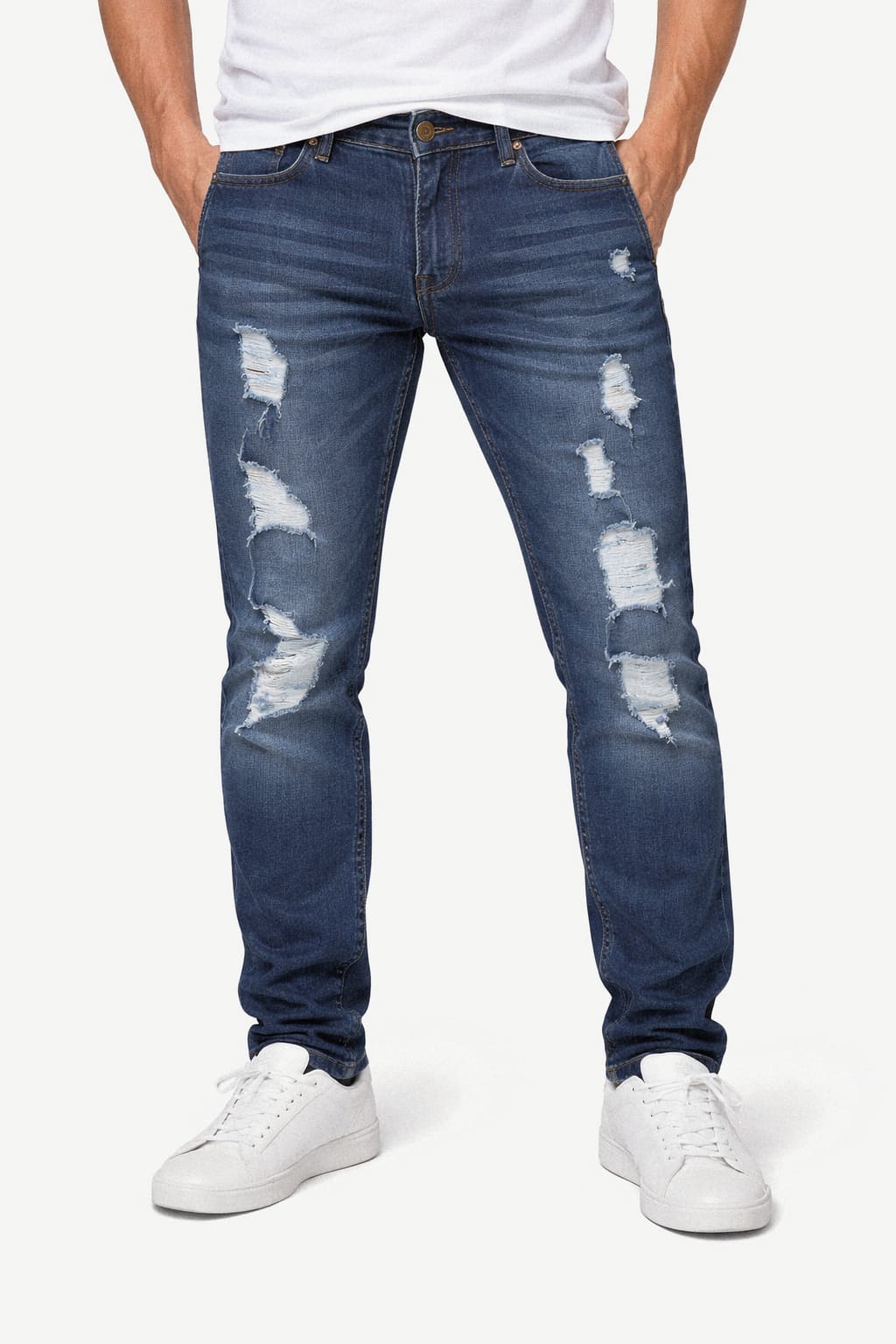 Pantalón De Mezclilla Entubado Rasgado