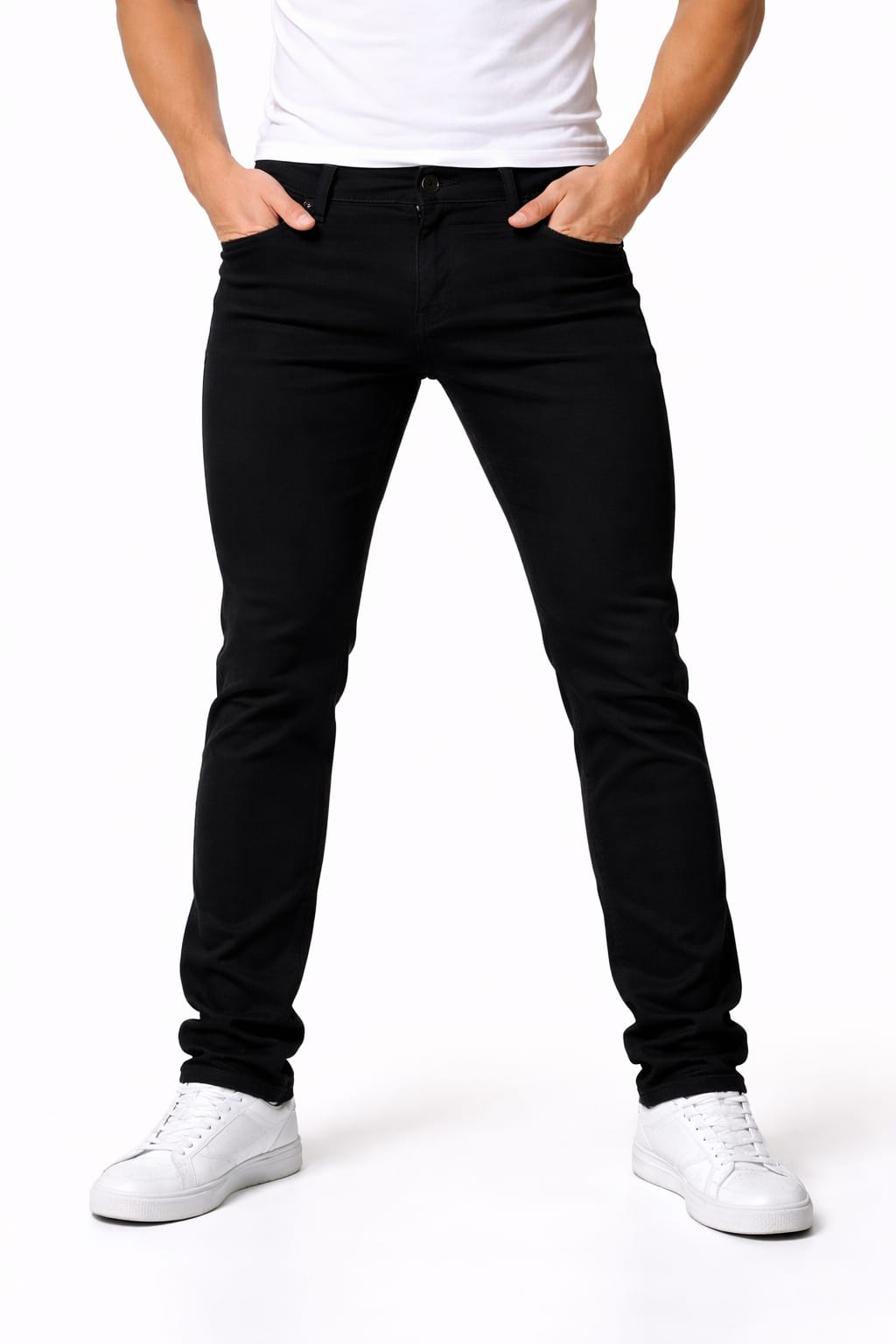 Pantalón De Mezclilla Entubado Color Negro