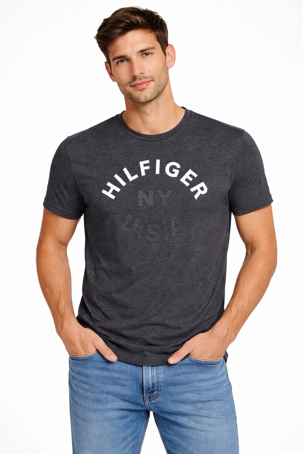 Playera Cuello Redondo Manga Corta Color Gris