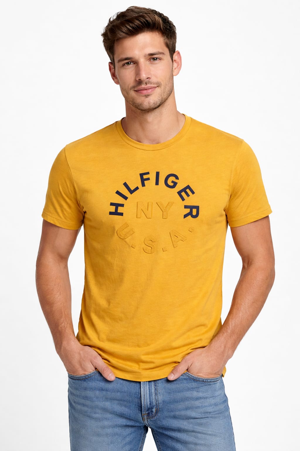 Playera Cuello Redondo Manga Corta color Amarillo
