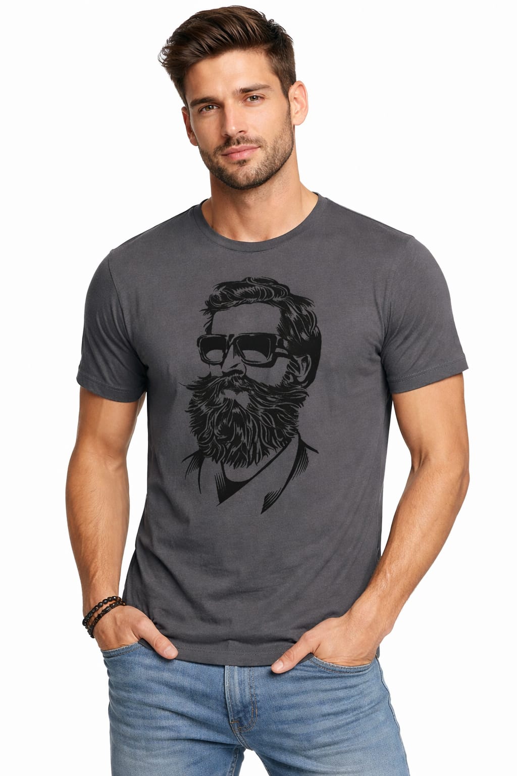 Playera Cuello Redondo Con Estampado de Gamuza