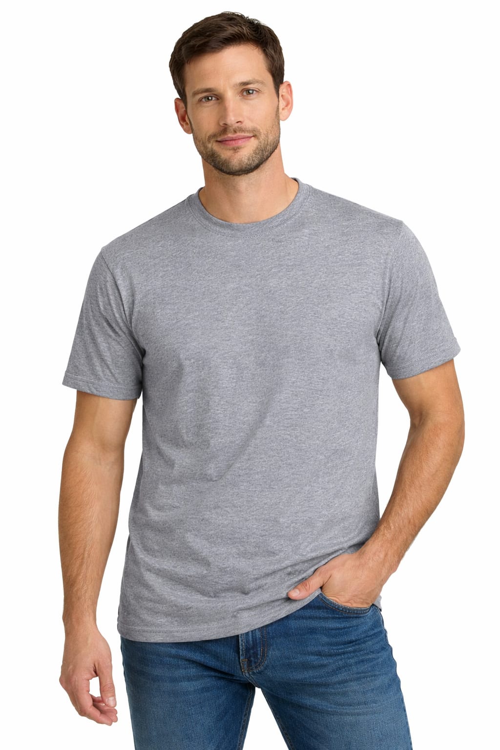 Playera Cuello Redondo Manga Corta Lisa Color Gris